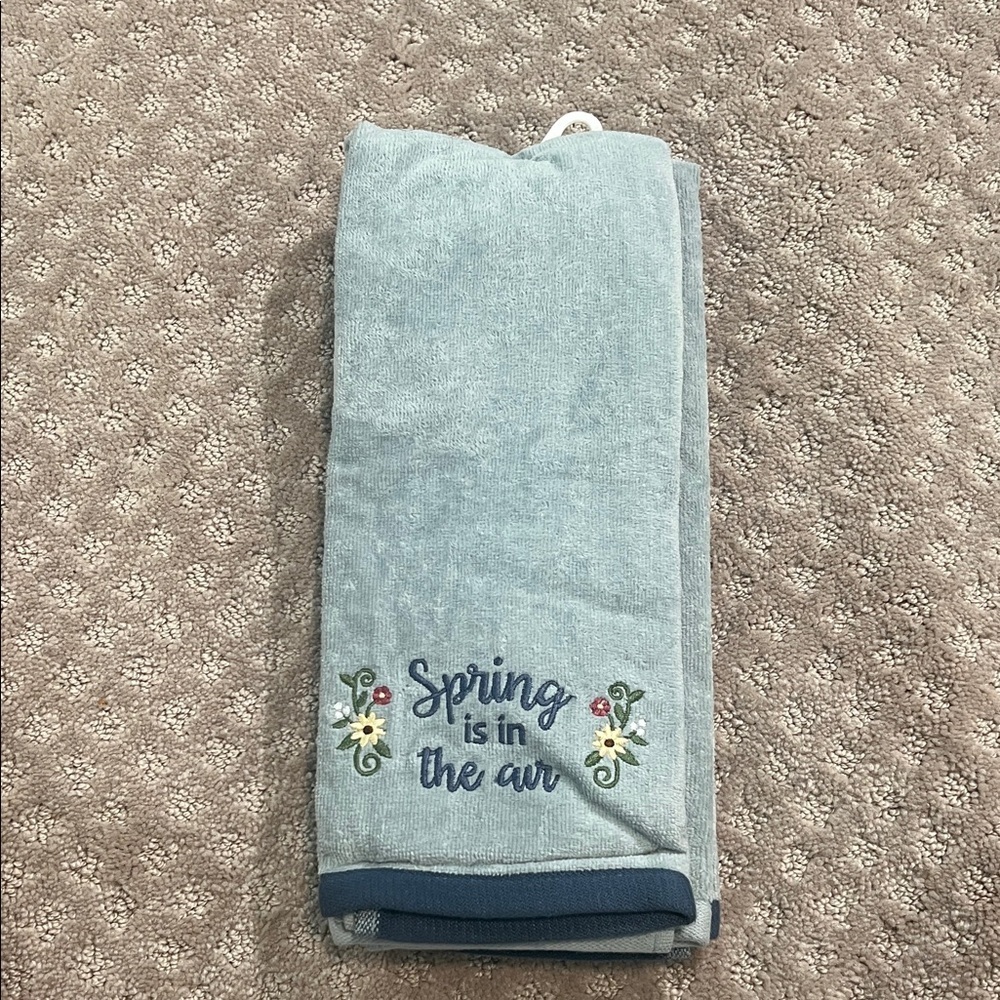 Embroidered Blue Kitchen Towel